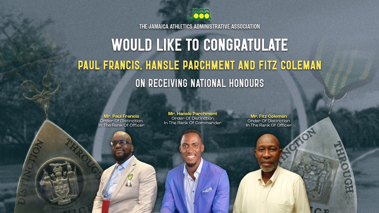 Featured Image for [Jamaican Track and Field Titans Honoured: Parchment, Coleman, and Francis Recognized] article