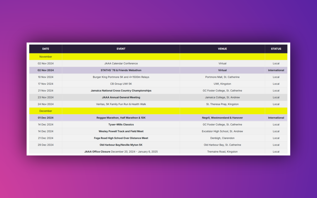 JAAA Releases Updated 2024-2025 Calendar of Events